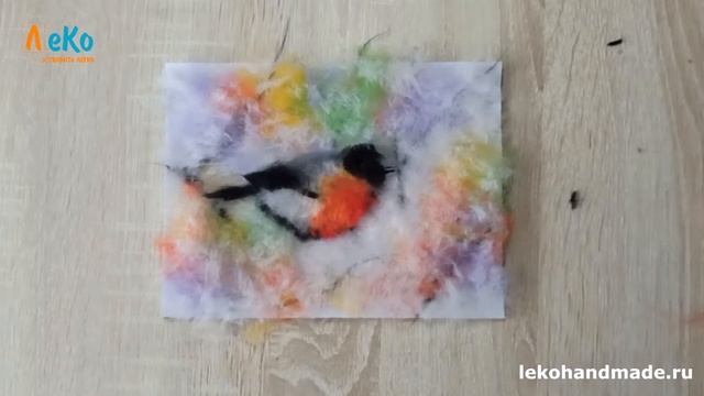 Шерстяная акварель/ Снегирь/ Как рисовать шерстью/ Мастер-класс