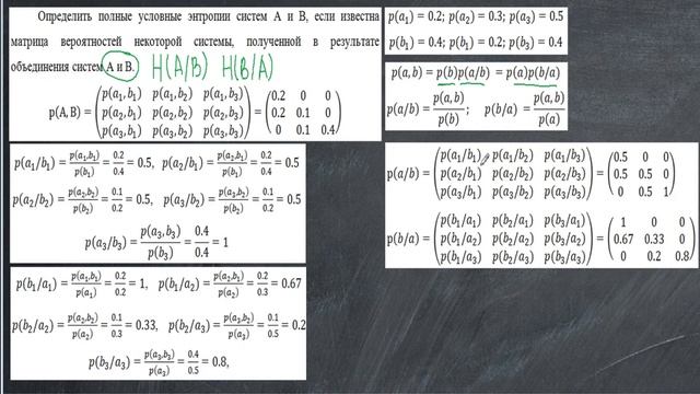 Примеры нахождения условной энтропии