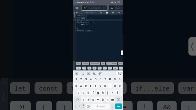 factorial program in javascript |factorial program in javascript using for loop ???