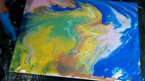 Fluidart - acrylic liquid pouring - crazy colours | Флюид арт - роспись жидким акрилом - яркие цвет