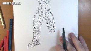 How to draw robot Gridlock, Real Steel, Как нарисовать робота Гридлок, Живая Сталь