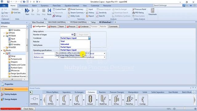 Crude Oil Distillation Unit Simulation with Aspen Plus Preflash Column