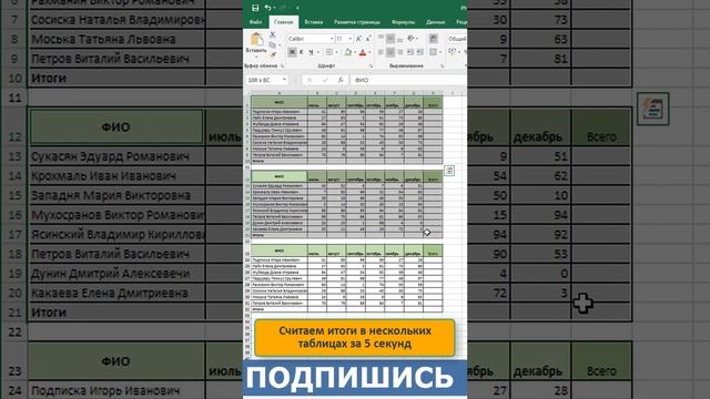 ???Как посчитать сумму в нескольких таблицах #excel за 5 секунд #shorts