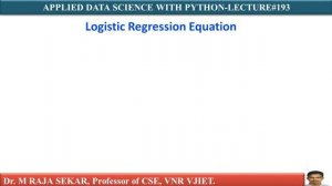 LOGISTIC REGRESSION 2 LEC193