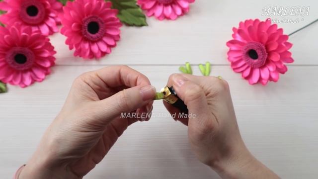 ГЕРБЕРА ЦВЕТЫ из лент. ПОДАРОК своими руками