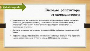 Самозанятость или плата за спокойствие репетитора.