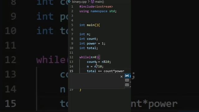 C++ code for finding decimal equivalent for binary.