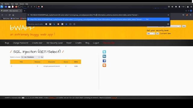 SQL Injection (GET/Select) with bWAPP | Web Security Tutorial