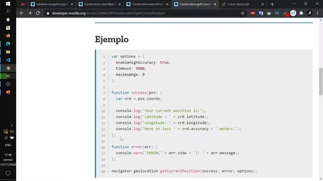 ? CURSO JAVASCRIPT COMPLETO: 23  Api Geolocation, Obtener dirección?