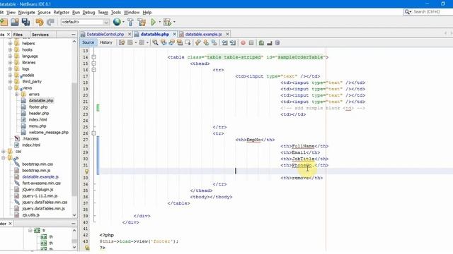 datatables with remove button in codeigniter php