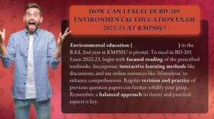 How Can I Excel in BD-205 Environmental Education Exam 2022-23 at RMPSSU?