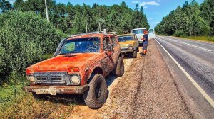 Как едет грязевая резина Comforser, Safari, Maxis по бездорожью газопровода. Лесовозы набили колею.