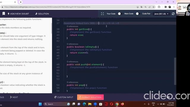 Stack Using LL (LinkedList) || interview questions || coding ninjas || java