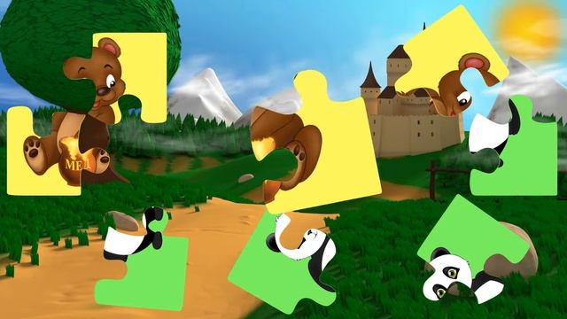 КОРОЛІВСТВО - ПАЗЛИ. Ведмежа і Панда. Розвиваючий мультик для дітей. смотреть онлайн