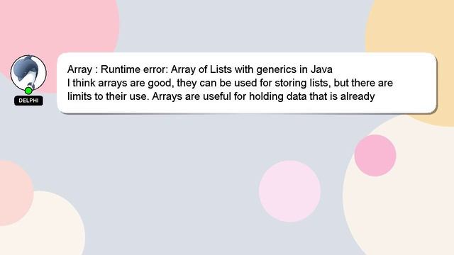Array : Runtime error: Array of Lists with generics in Java смотреть онлайн
