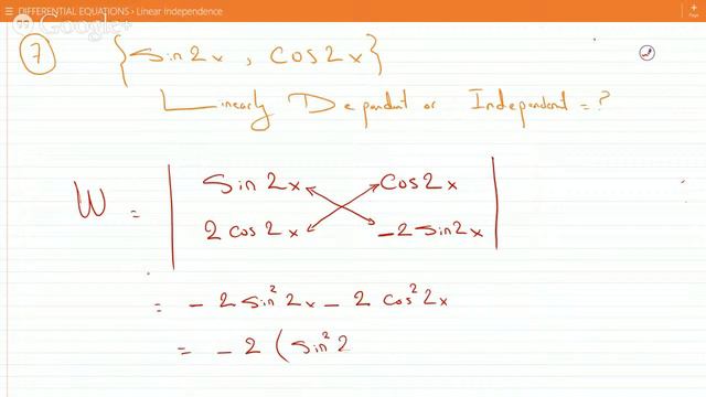 EX 4 How to show that 2 trig functions are Linearly Independent by finding Wronskian смотреть онлайн