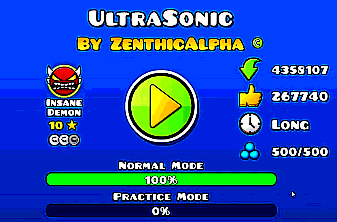 Geometry Dash ► Ultrasonic ► By ZenthicAlpha © ► Insane Demon 10⭐