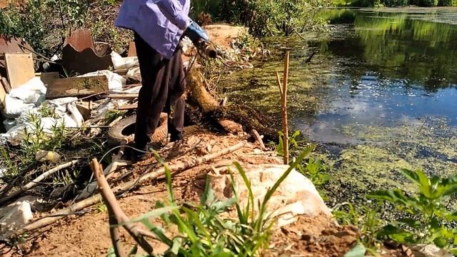 СТРОЮ ДАМБУ НА ПРУДУ.ДЕЛАЮ ПРУД ДЛЯ КАРПА И КАРАСЯ.ПЛОТИНА СВОИМИ РУКАМИ