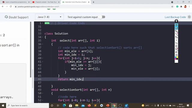 Selection Sort in JAVA смотреть онлайн