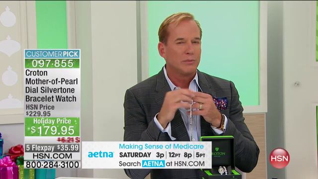 Croton MotherofPearl Dial CZ Silvertone Wrap Watch смотреть онлайн