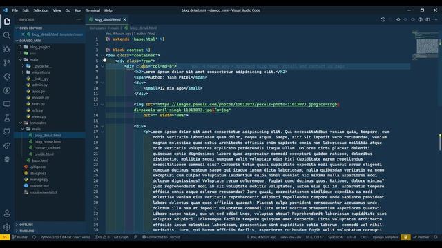 Designing blog detail page and contact us page | Django | Python