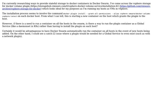 DevOps & SysAdmins: Can a Docker Volume plugin be installed via Global Service in Docker Swarm? смотреть онлайн