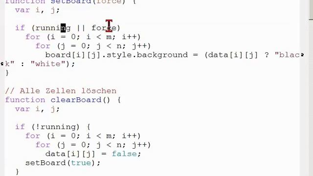 Lösung der Stundenübung zum Game of Life (JavaScript)