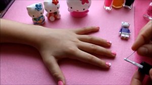 Делаем детский маникюр Хелло Китти  ツ