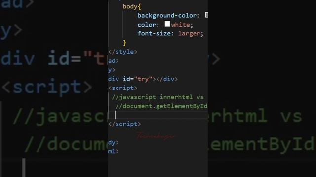 Javascript innerText vs innerHtml | Techiebuzer #js  #DOMManipulation   #CompareInnerHTMLInnerText