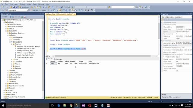 How to create database & Table in SQL Server using SQL Query