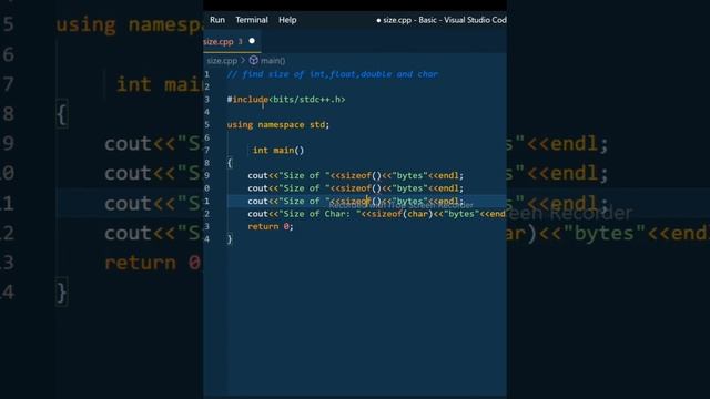 #7 Size of INT FLOAT DOUBLE CHAR ||C++||Cplusplus programming || Subscribe & Share