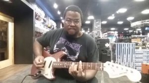 Playing a Fender American Performer Mustang at Guitar Center in Las Vegas, NV