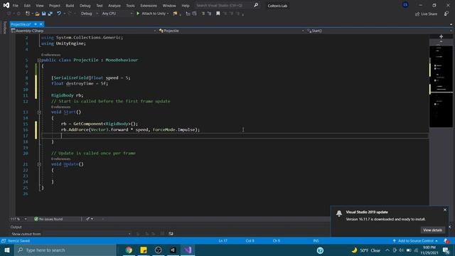 Unity Tutorial: Projectile Prefab смотреть онлайн