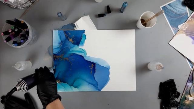 Алкогольные чернила, рисуем на холсте. Спиртовые чернила.
