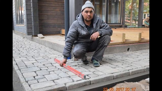 Галтовка из песчаника . Отмостка . Видео . Мостовая ру . смотреть онлайн