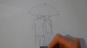 Как нарисовать ПАРНЯ И ДЕВУШКУ ПОД ЗОНТОМ/941/How to draw A guy and a GIRL UNDER an UMBRELLA