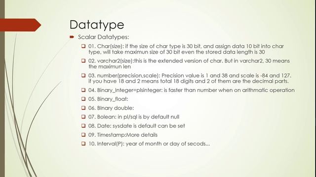PL/SQL - Variable | Datatype