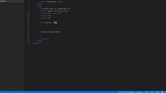 Javascript for beginners (operators)
