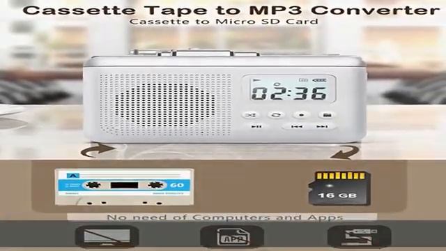 Portable Cassette Player Recorder Converter,Cassette to MP3 via SD Card, Walkman Cassette Tape Play смотреть онлайн