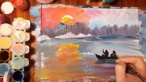 Как нарисовать осень гуашью. Рисуем осенний пейзаж гуашью. Правополушарное рисование, озеро осенью.