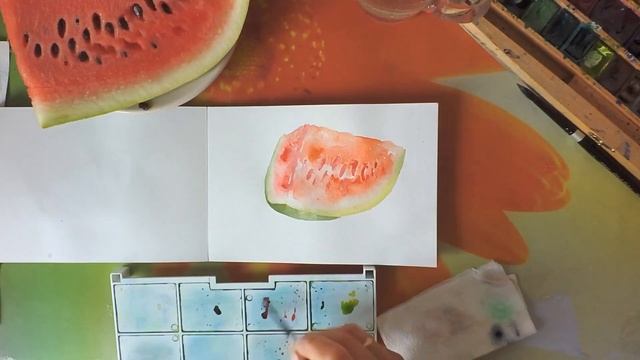Картина акварелью. Арбуз. Speed painting смотреть онлайн