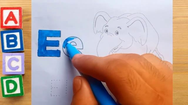How to Draw to LETTER E - ELEPHENT - Learn Alphabets "E" for children