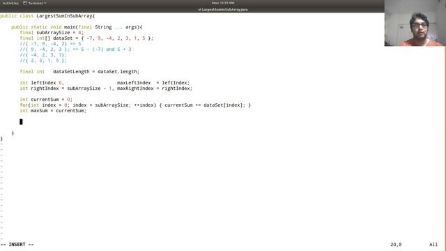 Array Datastructures Java: Maximum sum among sum of subarrays in an array