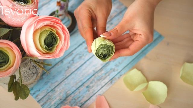 Corrugated Paper Ranunculus / Ранункулюсы из гофрированной бумаги / DIY Tsvoric