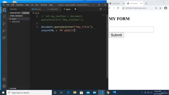 Storing HTML Elements Into a Variable in JavaScript | HTML + CSS + JS Complete Course