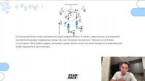 Ступенчатый блок имеет внутренний шкив радиусом 6 см. К нитям, намотанным на внешний и - №23152