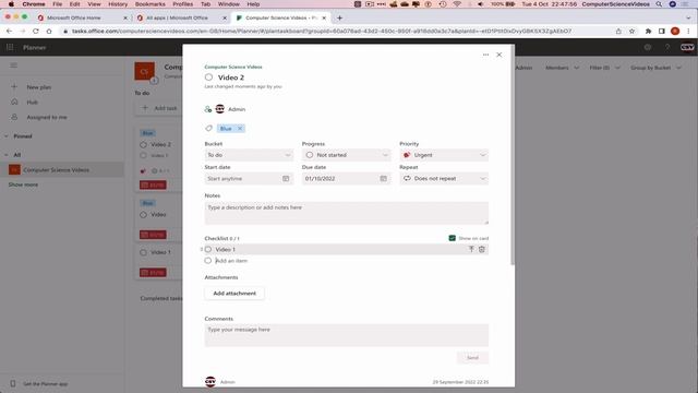 How to USE Microsoft Planner for Office 365 On a Mac - Tutorial 12 - Add a Check List - Basic | New смотреть онлайн