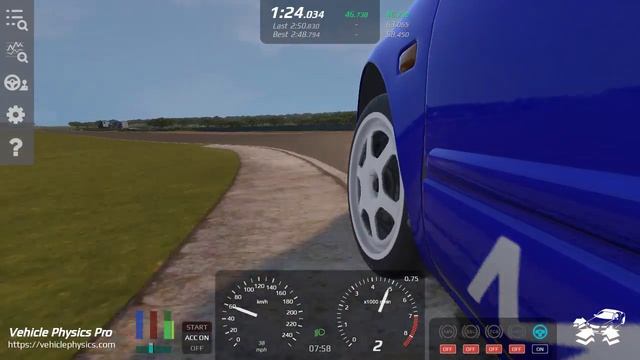 Fastest lap with the Nissan Primera in Vehicle Physics Pro