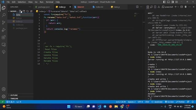 how rename file in nodejs | MERN COURSE in Arabic