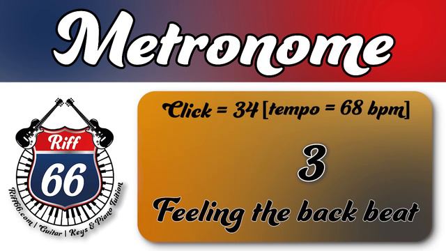 Metronome on 2 & 4 | Click track 34 - tempo = 68 bpm | Feeling the back beat metronome practice. смотреть онлайн